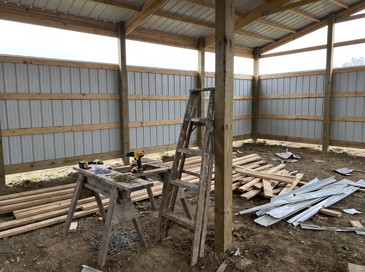 Inside, mid-build